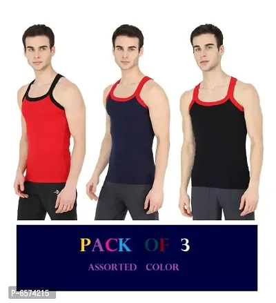 PACK OF 3 - Mens Trendy Cotton Gym Vests-thumb0
