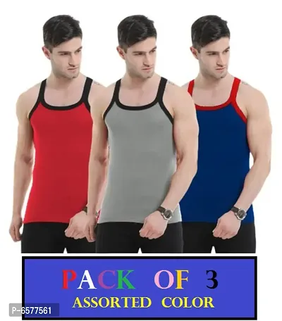 PACK OF 3 - Mens Casual Cotton Gym Vests-thumb0