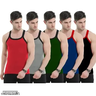 PACK OF 5 - Mens All Day Cotton Gym Vests-thumb0