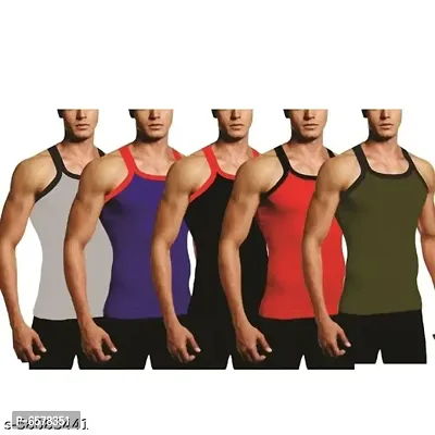 PACK OF 5 - Mens Soft Cotton Gym Vests-thumb0