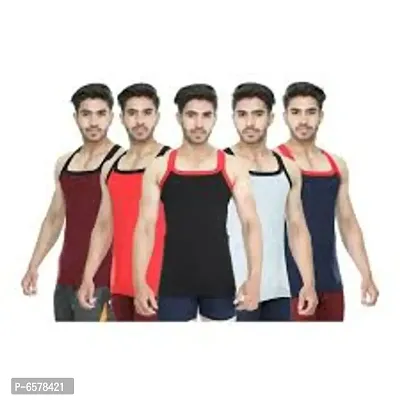 PACK OF 5 - Mens Casual Cotton Gym Vests-thumb0