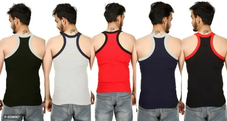 PACK OF 5 - Mens Classy Cotton Gym Vests-thumb0