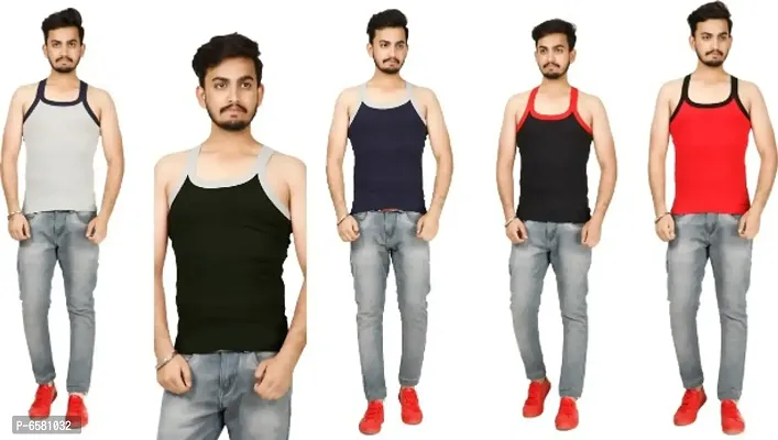 PACK OF 5 - Mens Trendy Cotton Gym Vests-thumb0