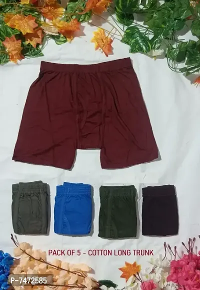 PACK OF 5 - Royal Cotton Long Trunk for Men  Boys - Assorted Color