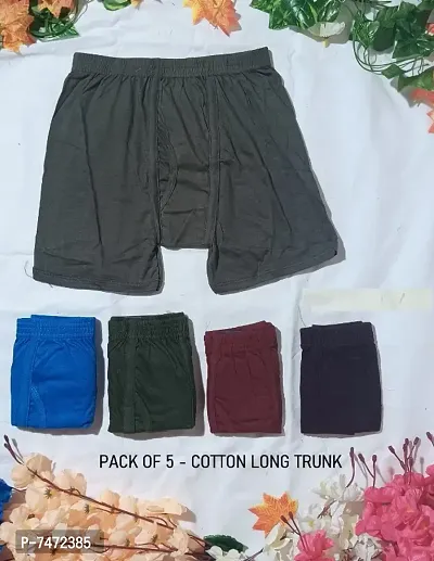 PACK OF 5 - Regular Cotton Long Trunk for Men  Boys - Assorted Color-thumb0