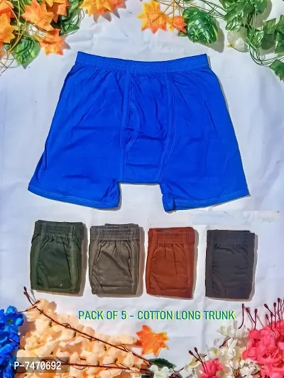 PACK OF 5 - Comfort Cotton Long Trunk for Men  Boys - Assorted Color-thumb0