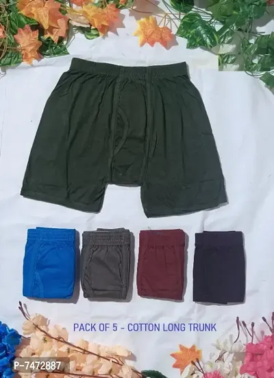 PACK OF 5 - Global Cotton Long Trunk for Men  Boys - Assorted Color