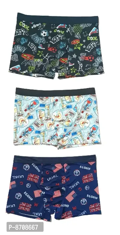 PACK OF 3 - Milky Soft Premium Printed Boxer Trunk - Assorted color-thumb0