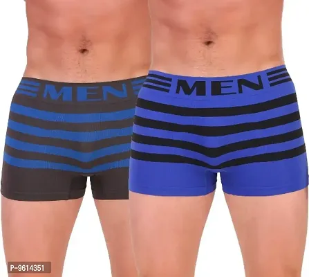 PACK OF 2 - Mens Stylish Striped Boxer Trunks - Assorted color