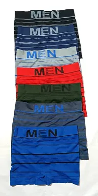 PACK OF 3 - Mens Comfort Striped Boxer Trunks - Assorted color-thumb1