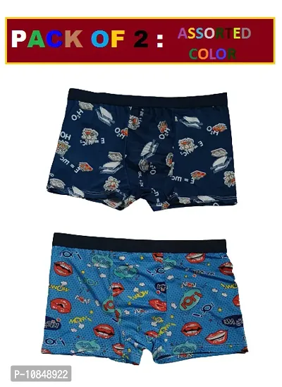 Classic Polyester Spandex Printed Trunks for Men, Pack of 2