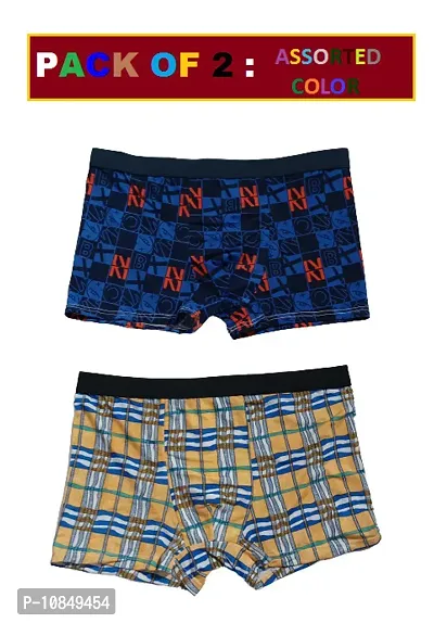 Classic Polyester Spandex Printed Trunks for Men, Pack of 2