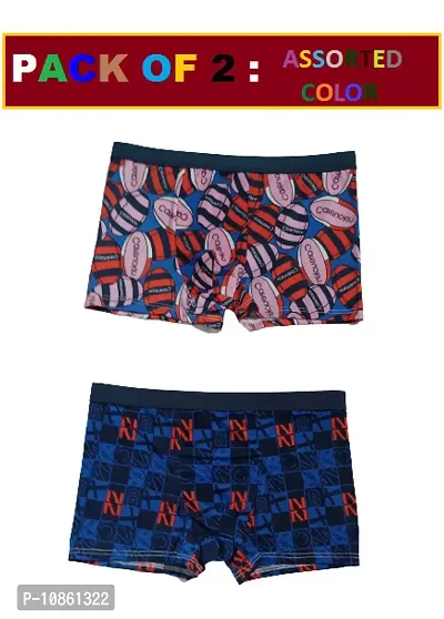 Classic Polyester Spandex Printed Trunks for Men, Pack of 2