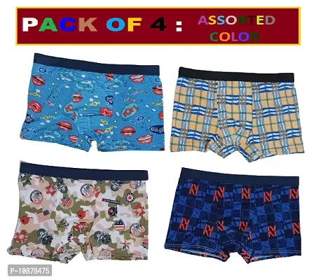 Classic Polyester Spandex Printed Trunks for Men, Pack of 4