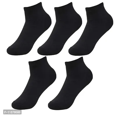 PACK OF 5 - Mens Classy Branded Regular Ankle Length Socks - BLACK