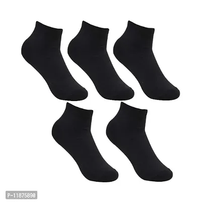 PACK OF 5 - Mens Super Classy Branded Regular Ankle Length Socks - BLACK