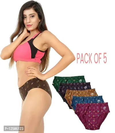 Combo of 5 - Premium Glam Cotton Hipster Printed Panties