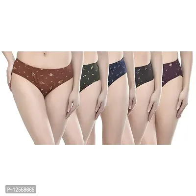 Combo of 5 - Royal Comfy Cotton Hipster Printed Panties