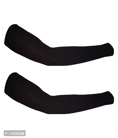 Pair of 1- Ultra Soft Arm Sleeves -  for Men  Women - BLACK-thumb0