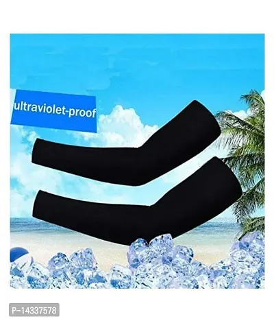 Pair of 1- Everyday Soft Comfort Arm Sleeves -  for Men  Women - BLACK-thumb0