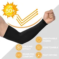 Pair of 1- Premium Soft Arm Sleeves -  for Men  Women - BLACK-thumb1