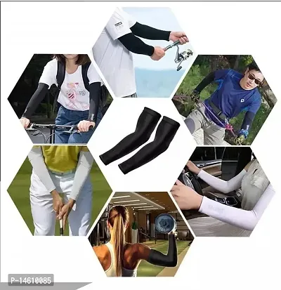 Pair of 1- Premium Soft Arm Sleeves -  for Men  Women - BLACK-thumb3