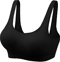 PACK OF 1 - Premium Solid Air Sports Bra for Women  Girls - FREE SIZE (SIZE 28 TO 36) - BLACK-thumb2