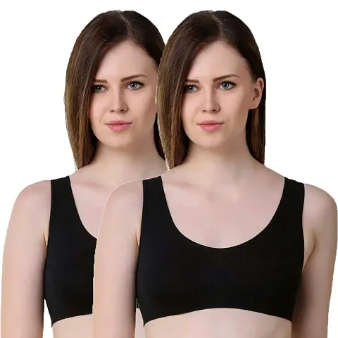 MLD Super Stylish Women's Air Sports Bra- Pack of 2 (Free Size, Size of 28 to 38)