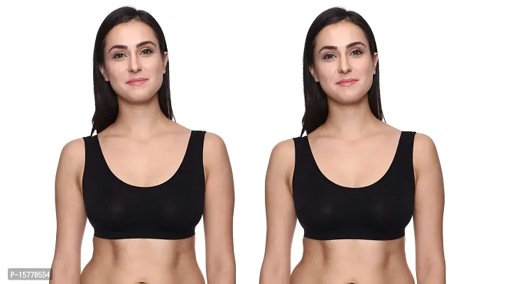 Buy PACK OF 2 - Modern Dailywear Air Sports Bra for Women Girls - FREE SIZE  - BLACK Online In India At Discounted Prices