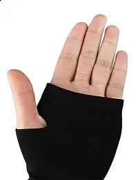 Pair of 1- Micro Fiber With Thumb Arm Cover Sleeves -  for Men  Women - BLACK-thumb1