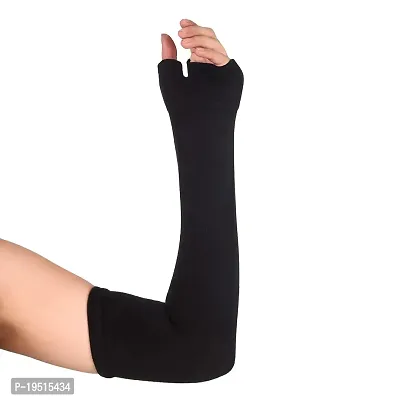 Pair of 1- Premium  Micro Fiber With Thumb Arm Cover Sleeves -  for Men  Women - BLACK