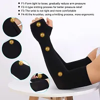 Pair of 1- Premium  Micro Fiber With Thumb Arm Cover Sleeves -  for Men  Women - BLACK-thumb1