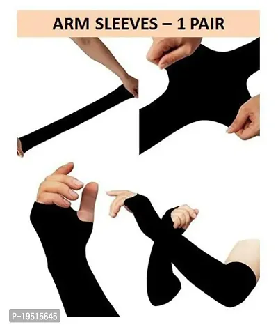 Pair of 1- Perfect Soft Micro Fiber With Thumb Arm Cover Sleeves -  for Men  Women - BLACK
