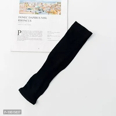 Pair of 1- Classic Micro Fiber With Thumb Arm Cover Sleeves -  for Men  Women - BLACK-thumb3