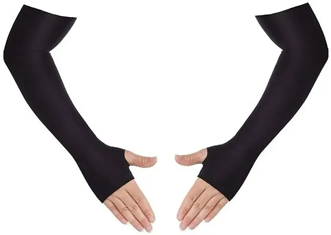 Pair of 1- Ultra Casual Micro Fiber With Thumb Arm Cover Sleeves - for Men Women -