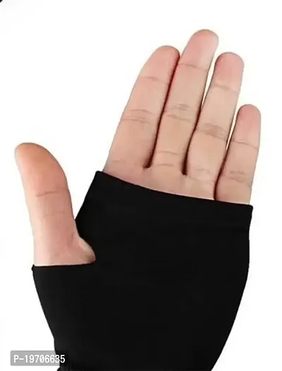 Pair of 1- Ultra Casual Micro Fiber With Thumb Arm Cover Sleeves -  for Men  Women - BLACK-thumb2