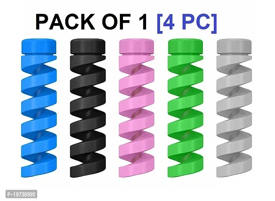 Ultra Spiral Charger Cable Protectors for Wires Protector Data Cable Saver Charging Cord Protective Cable Cover Set of 1 (4 Pieces)