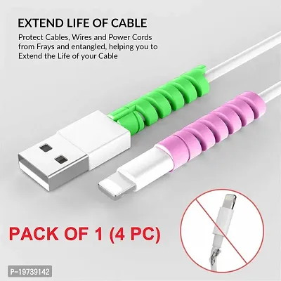 Premium Spiral Charger Cable Protectors for Wires Protector Data Cable Saver Charging Cord Protective Cable Cover Set of 1 (4 Pieces)