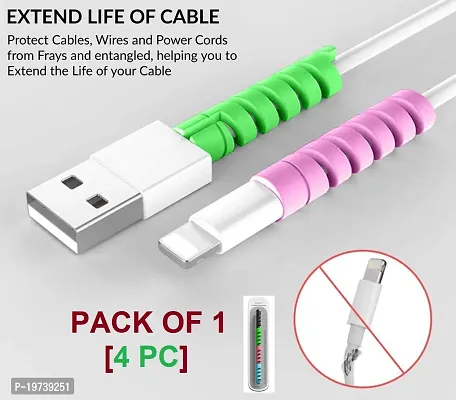 Unique Spiral Charger Cable Protectors for Wires Protector Data Cable Saver Charging Cord Protective Cable Cover Set of 1 (4 Pieces)