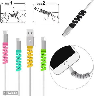 Standard Spiral Charger Cable Protectors for Wires Protector Data Cable Saver Charging Cord Protective Cable Cover Set of 1 (4 Pieces)