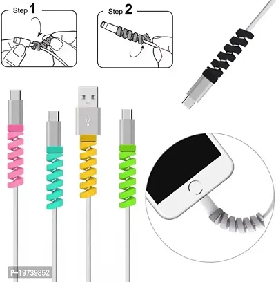 Standard Spiral Charger Cable Protectors for Wires Protector Data Cable Saver Charging Cord Protective Cable Cover Set of 1 (4 Pieces)-thumb0