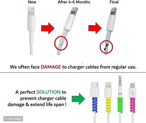 Standard Spiral Charger Cable Protectors for Wires Protector Data Cable Saver Charging Cord Protective Cable Cover Set of 1 (4 Pieces)-thumb4