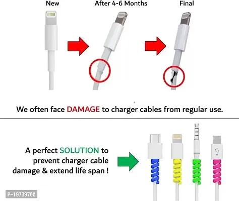 Super Saver Spiral Charger Cable Protectors for Wires Protector Data Cable Saver Charging Cord Protective Cable Cover Set of 1 (4 Pieces)-thumb4