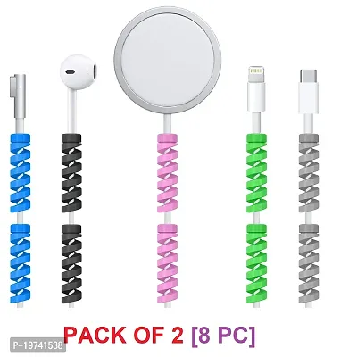 Unique Saver Charger Cable Protectors for Wires Protector Data Cable Saver Charging Cord Protective Cable Cover Set of 2 (8 Pieces)