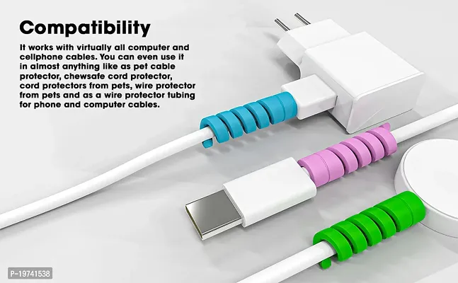 Unique Saver Charger Cable Protectors for Wires Protector Data Cable Saver Charging Cord Protective Cable Cover Set of 2 (8 Pieces)-thumb3