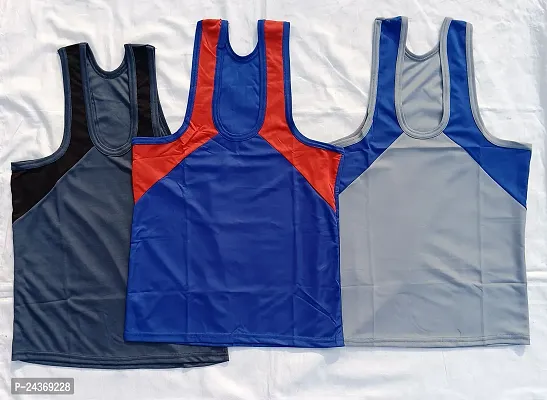 COMBO OF 3 - ALL DAY STYLISH MENS SLIM FIT SPORTS VESTS - MULTI-COLOR-thumb0