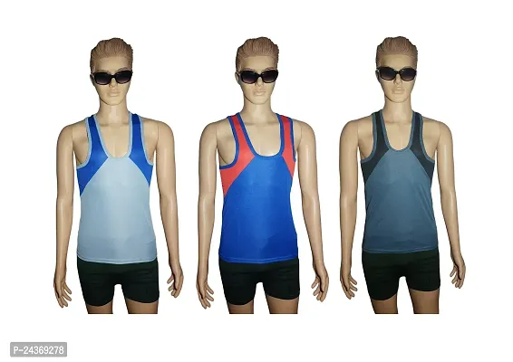 COMBO OF 3 - ALL DAY COMFORT MENS SLIM FIT SPORTS VESTS - MULTI-COLOR