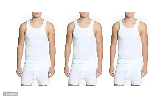 Cotton Fine Comfort White Vest - Combo of 3