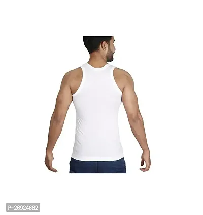 Cotton Fine Solid White Vest - Combo of 3-thumb2