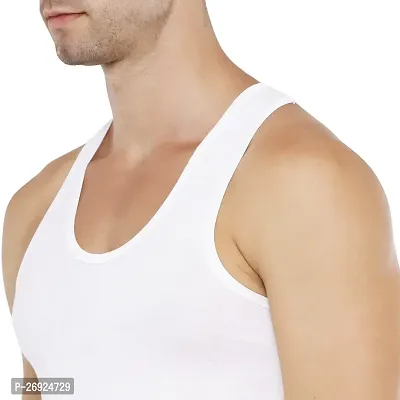 Cotton Fine Plain White Vest - Combo of 3-thumb2